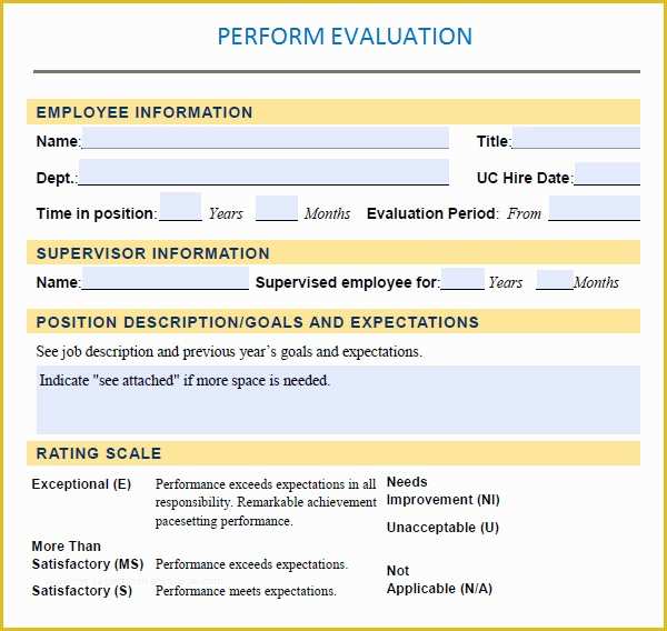Performance Management Templates Free Of 10 Sample Performance Evaluation Templates to Download
