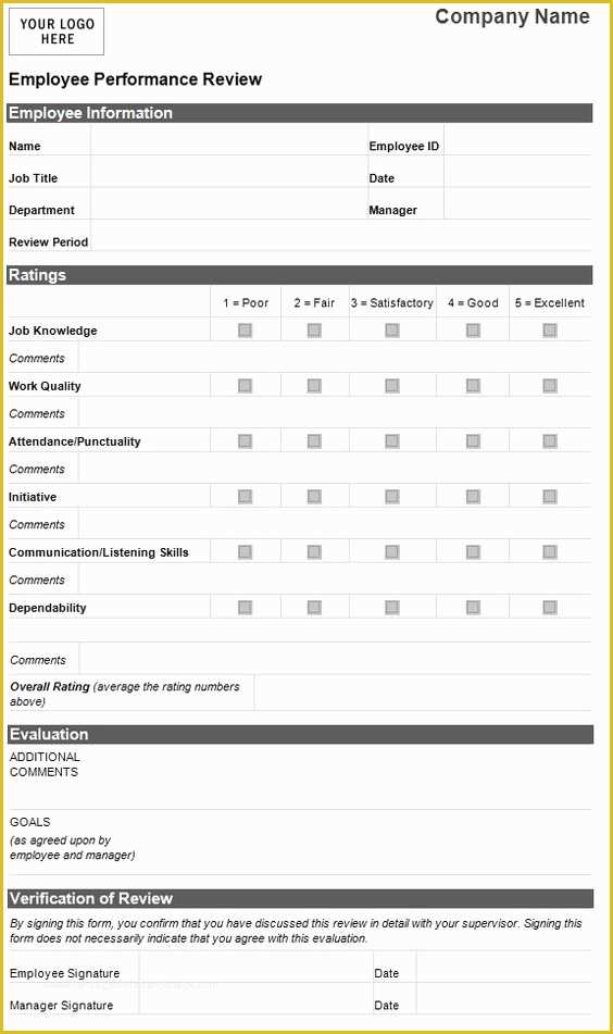 Performance Management Templates Free Of Employee Evaluation Template