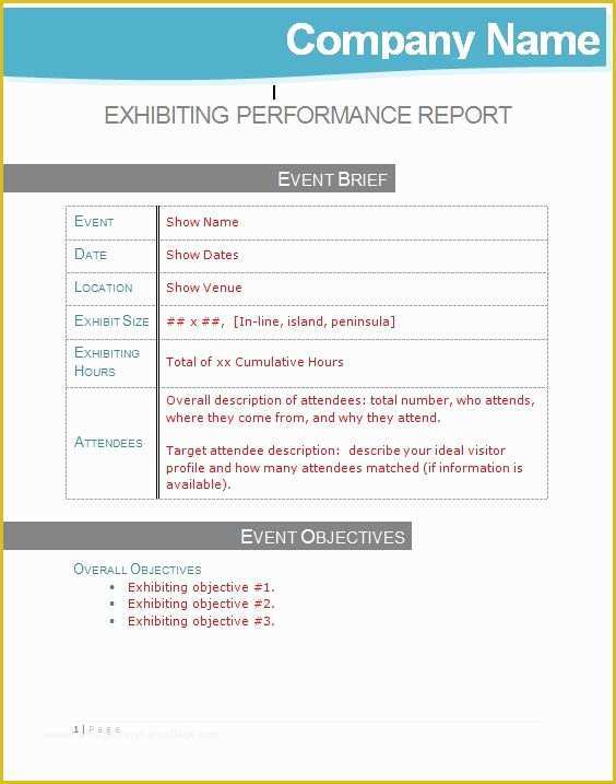 Performance Management Templates Free Of Post Show Exhibiting Performance Management Report