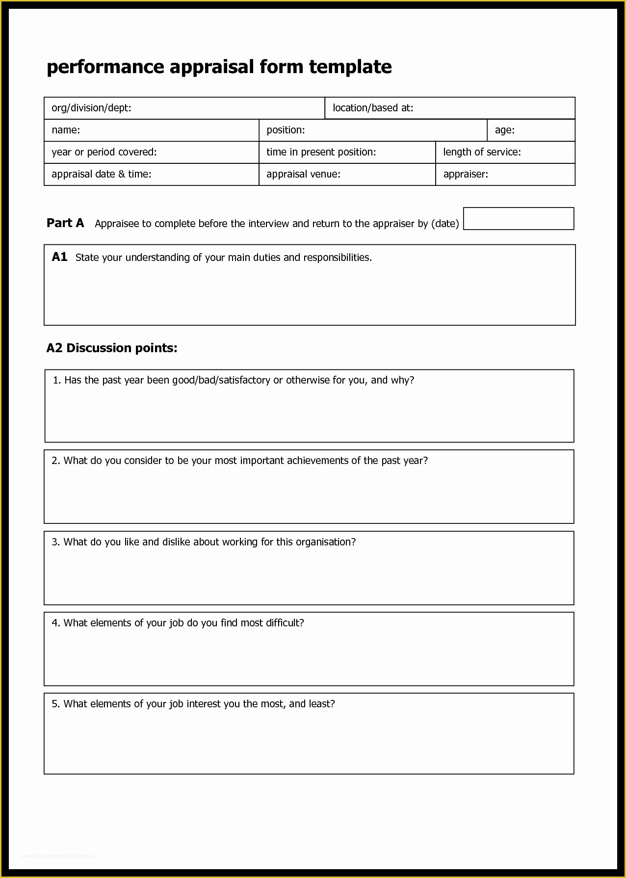Performance Management Templates Free Of Simple Performance Appraisal Template