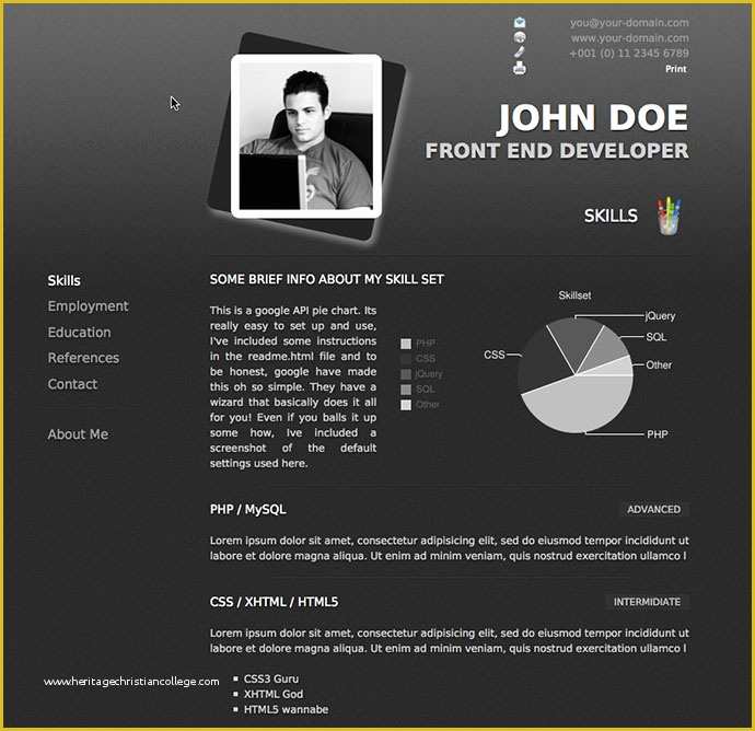 Personal Academic Website Templates Free Of 50 Professional HTML Resume Templates