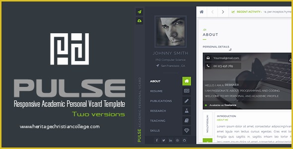 Personal Academic Website Templates Free Of Pulse Personal Academic Vcard Template by Codiux