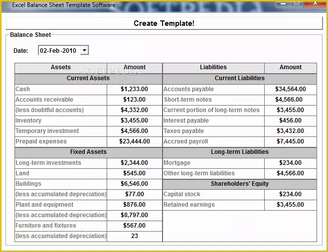 Personal Balance Sheet Template Excel Free Download Of Download Excel Balance Sheet Template software 7 0