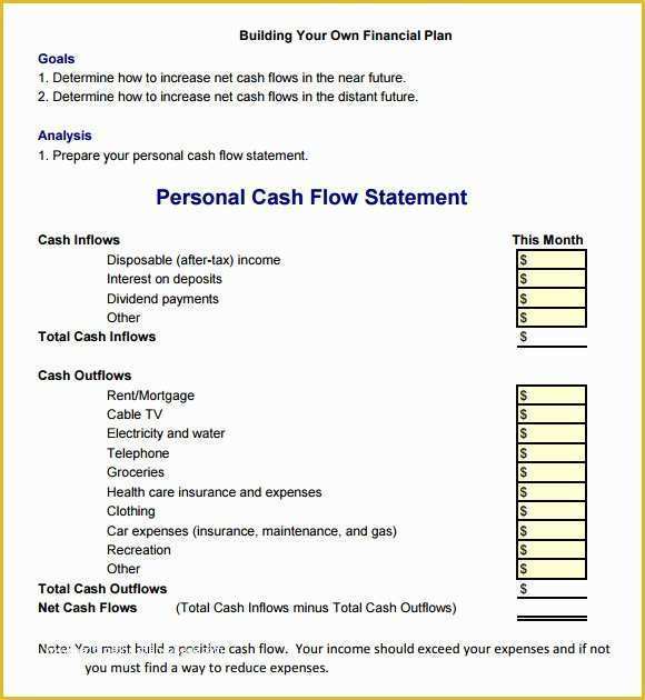 Personal Cash Flow Spreadsheet Template Free Of Cash Flow Statement 9 Free Samples Examples format