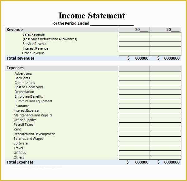 Personal Income Statement Template Free Of 6 Free In E Statement Templates Word Excel Sheet Pdf