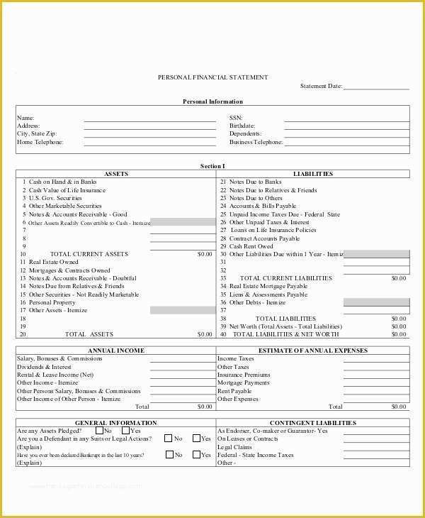 Personal Income Statement Template Free Of In E Statement Template 9 Free Excel Pdf Documents