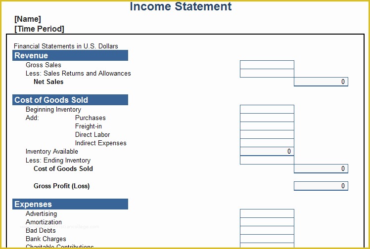 Personal Income Statement Template Free Of In E Statement Templates World Maps and Letter