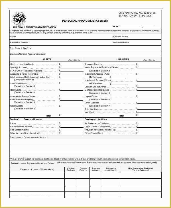 Personal Income Statement Template Free Of Personal Financial Statement 9 Free Excel Pdf