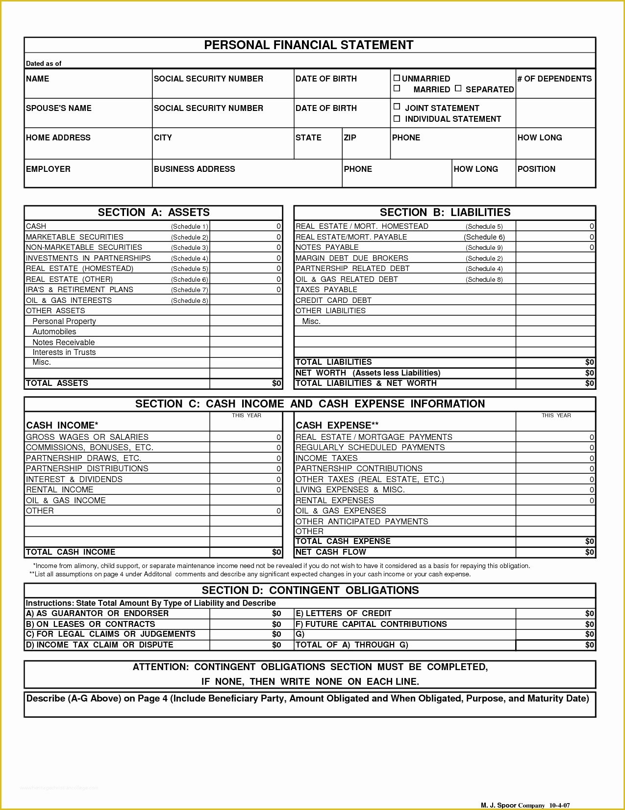 Personal Income Statement Template Free Of Personal Financial Statement Template