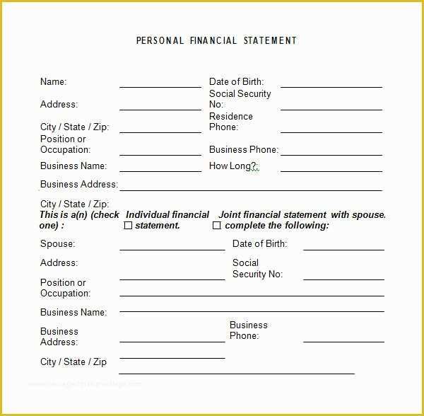 Personal Income Statement Template Free Of Personal Financial Statement Templates 9 Download Free