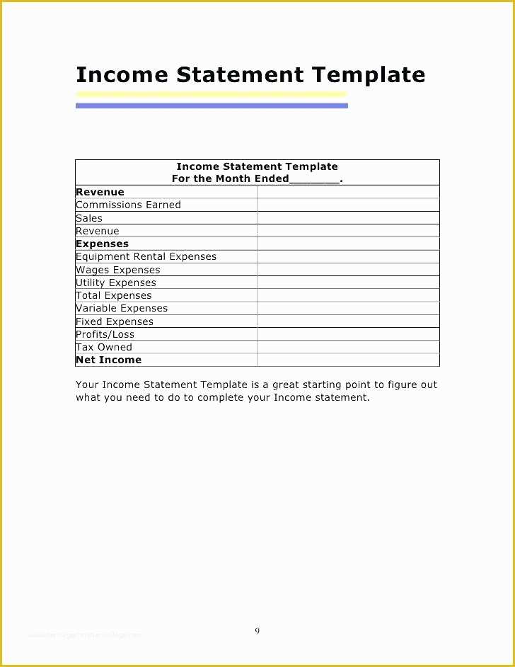 Personal Income Statement Template Free Of Personal In E Statement Template Net Loss Example 1
