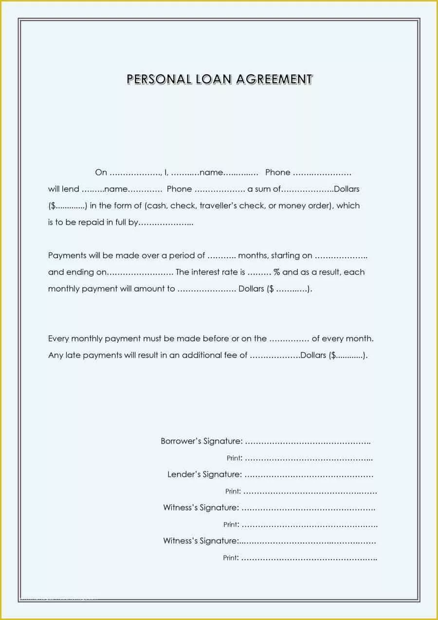 Personal Loan Agreement Template Free Download Of 40 Free Loan Agreement Templates [word & Pdf] Template Lab