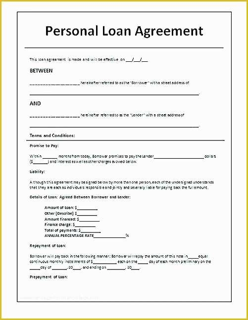 Personal Loan Agreement Template Free Download Of Money Agreement