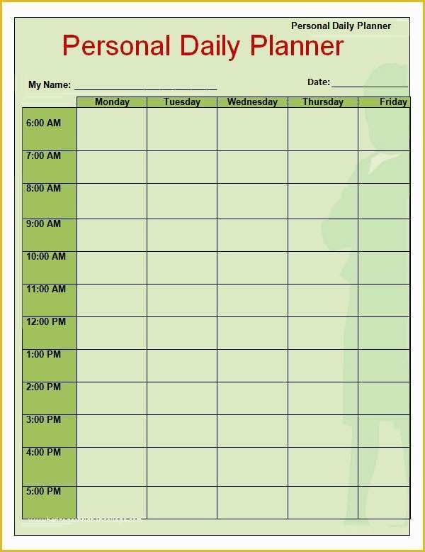 Personal Planner Template Free Of Daily Planner Template 9 Download Documents In Pdf Word