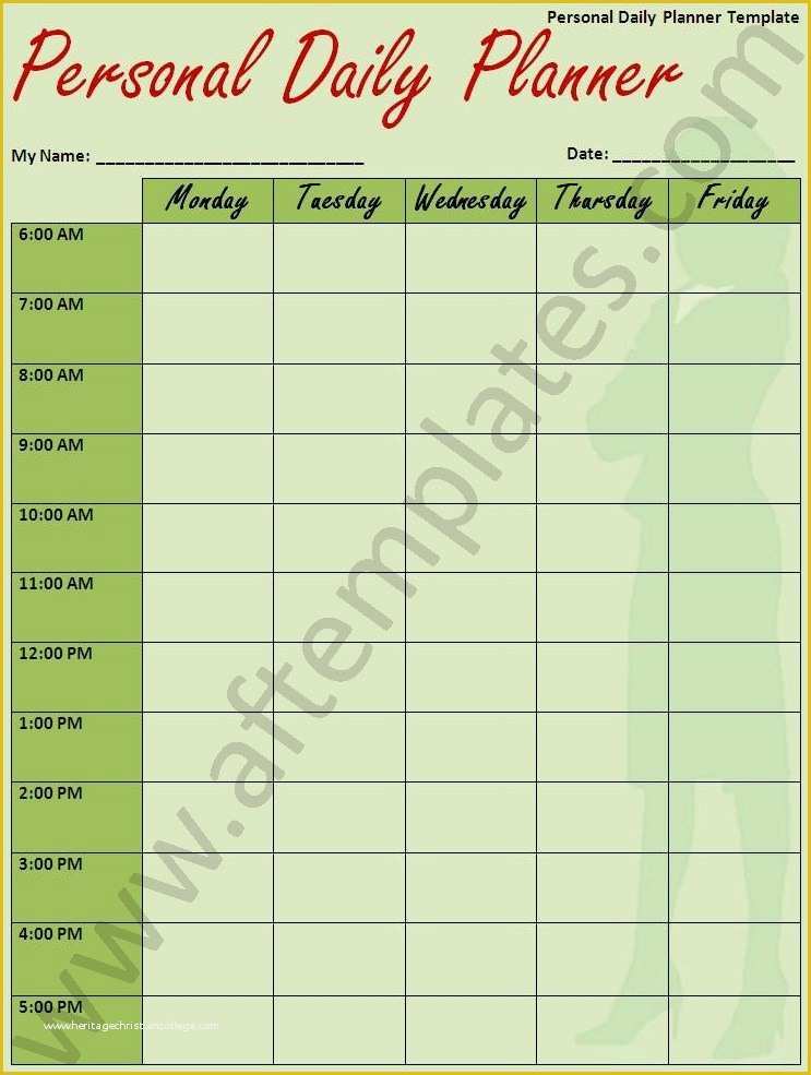 Personal Planner Template Free Of Daily Planner Template