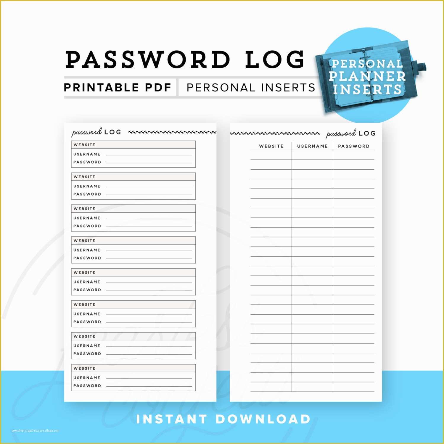 Personal Planner Template Free Of Password Log Personal Planner Printable Personal Planner