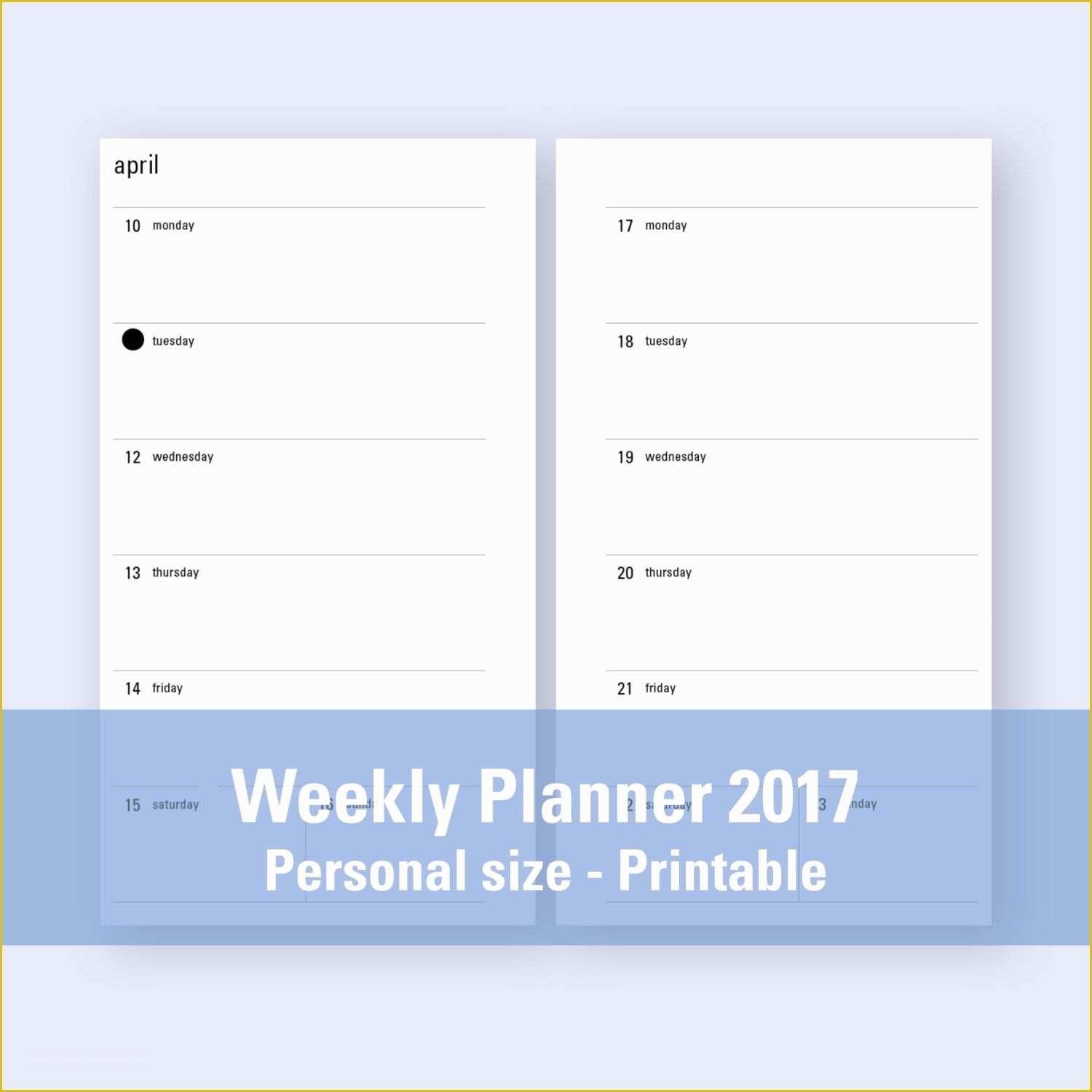 Personal Planner Template Free Of Personal Size Weekly Planner 2017 Printable Full Moon