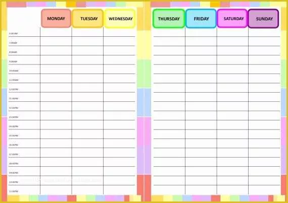 Personal Planner Template Free Of Rainbow Template Personal Planner Weekly Schedule at A