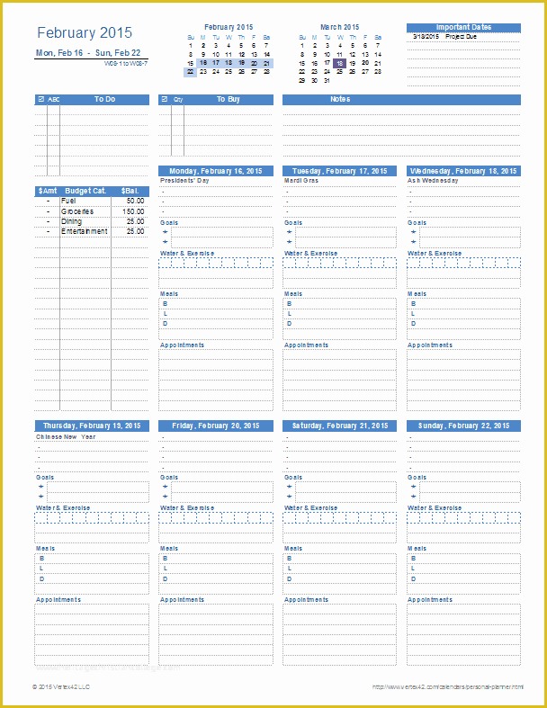 Personal Planner Template Free Of Ultimate Personal Planner Template for Excel