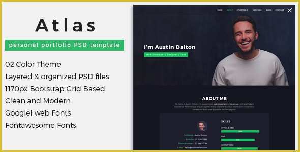 Personal Portfolio Template Free Of atlas Personal Portfolio Psd Template by Pyxelstudio