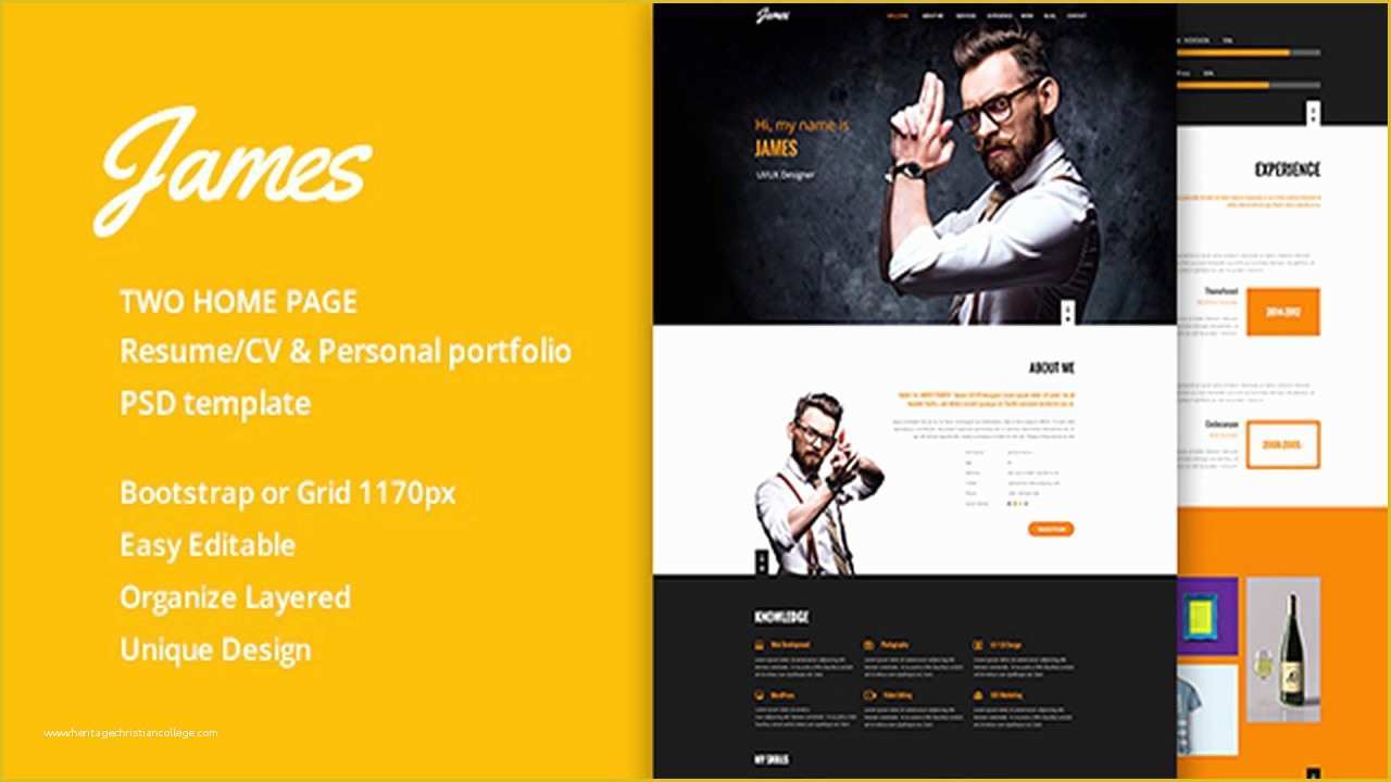 Personal Portfolio Template Free Of James Resume Cv & Personal Portfolio Psd Template