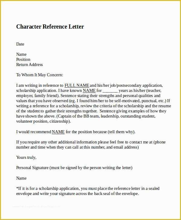 Personal Reference Letter Template Free Of 10 Best Personal Character Reference Letter How to