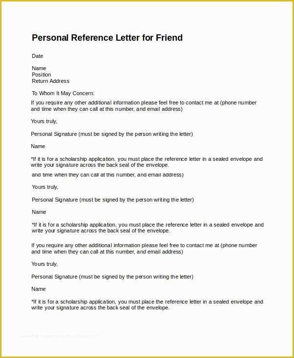 Personal Reference Letter Template Free Of 14 Personal Reference Letter Templates Free Sample