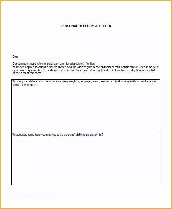 Personal Reference Letter Template Free Of 14 Personal Reference Letter Templates Free Sample