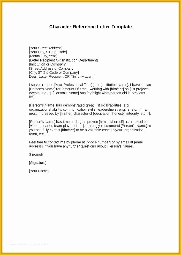 Personal Reference Letter Template Free Of 15 Personal Reference Examples