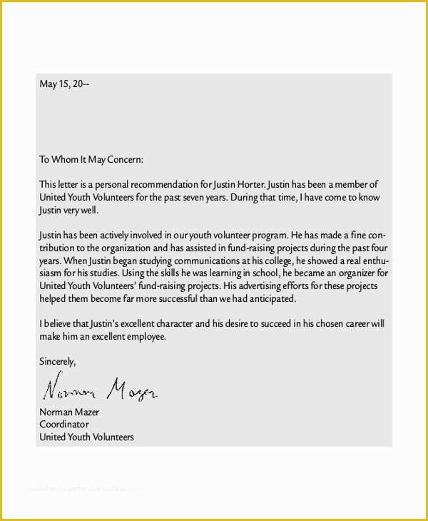 Personal Reference Letter Template Free Of 41 Sample Reference Letter Templates