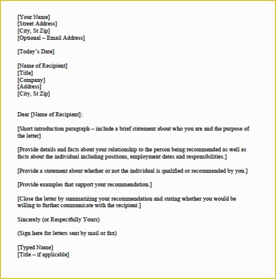 Personal Reference Letter Template Free Of Download Personal Character Reference Letter Templates