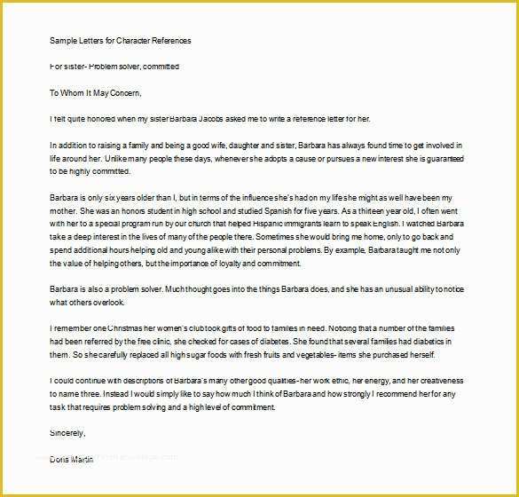 Personal Reference Letter Template Free Of Personal Letter Of Re Mendation 15 Free Word Excel