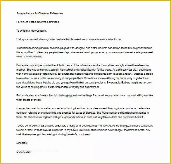 Personal Reference Letter Template Free Of Personal Letter Of Re Mendation 15 Free Word Excel