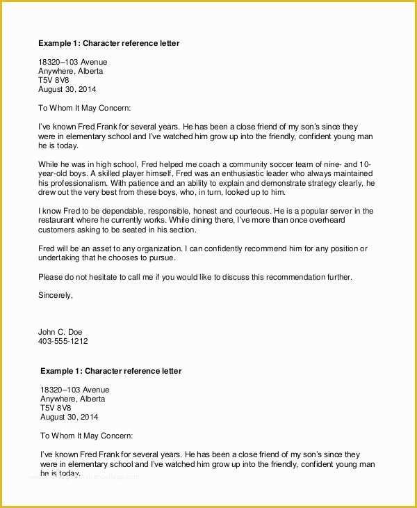 Personal Reference Letter Template Free Of Printable Personal Reference Letter 15 Free Word Pdf