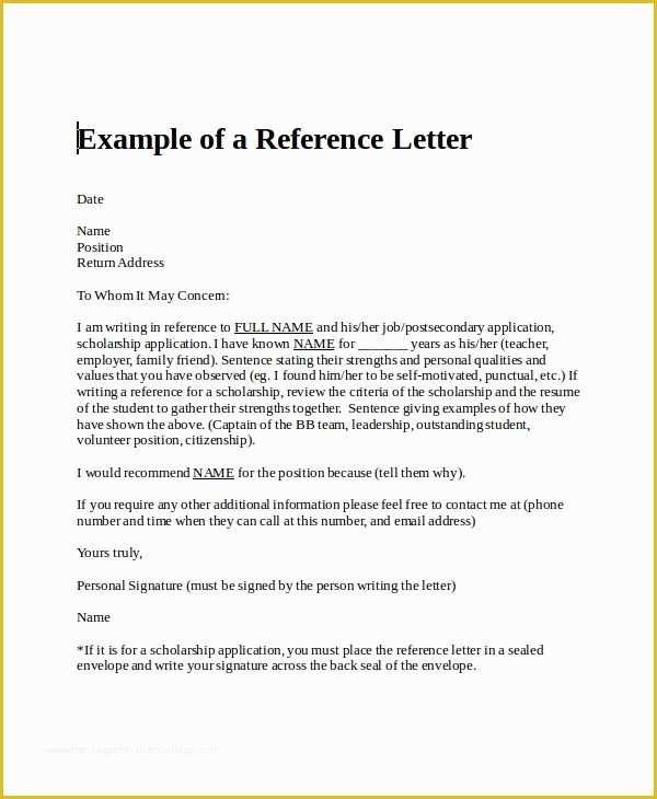 Personal Reference Letter Template Free Of Sample Personal Reference Letter 13 Free Word Excel