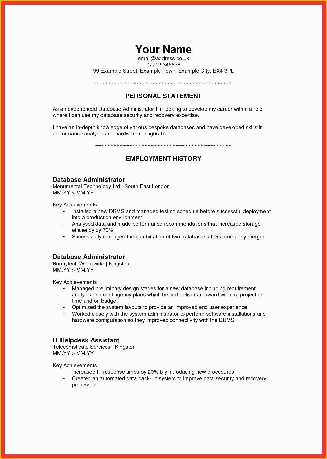Personal Resume Template Free Of Personal Cv Template
