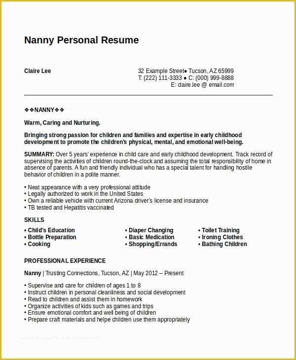 Personal Resume Template Free Of Personal Resume Template 6 Free Word Pdf Document