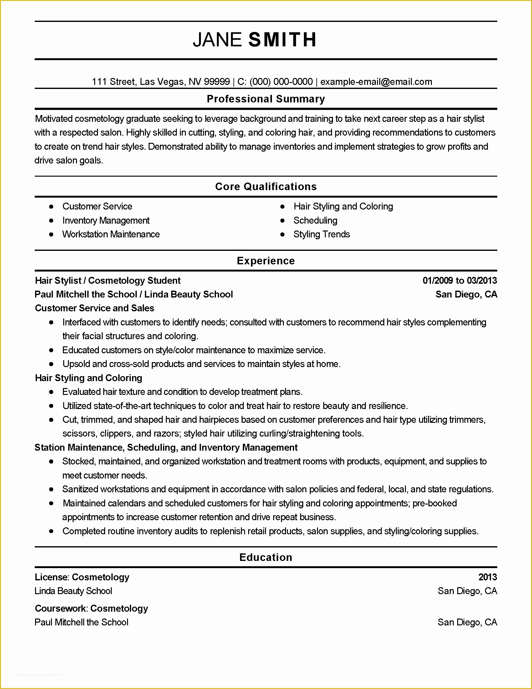 Personal Resume Template Free Of Professional Cosmetology Student Templates to Showcase