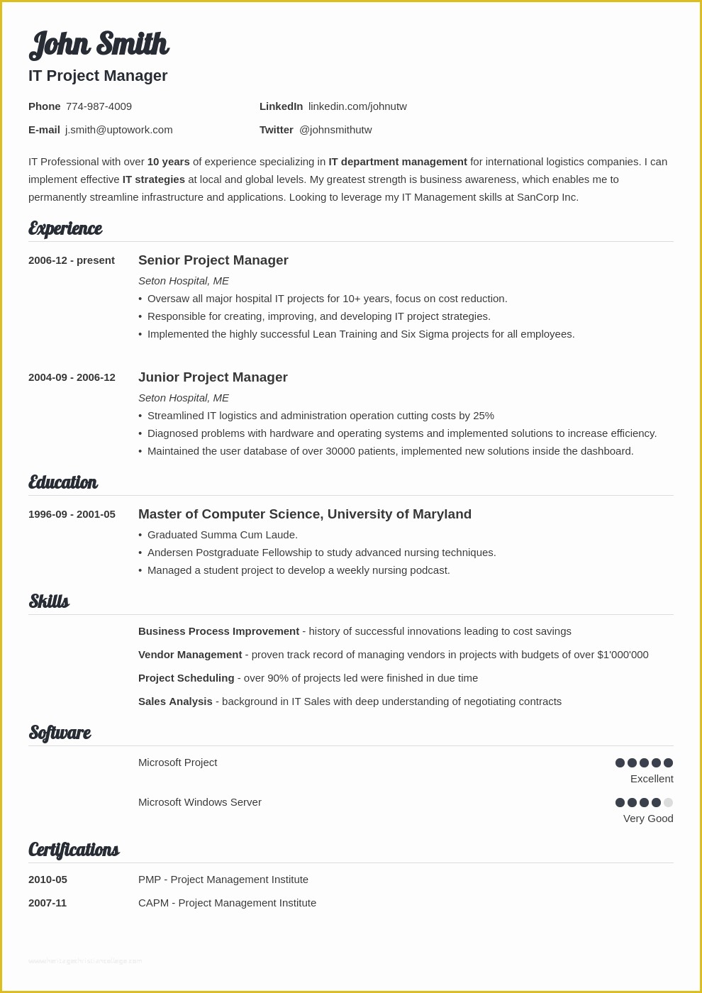 Personal Resume Template Free Of Professional Resume Template Outathyme