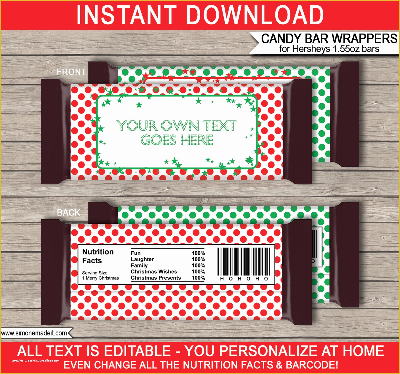 Personalized Candy Wrapper Template Free Of Christmas Hershey Candy Bar Wrappers