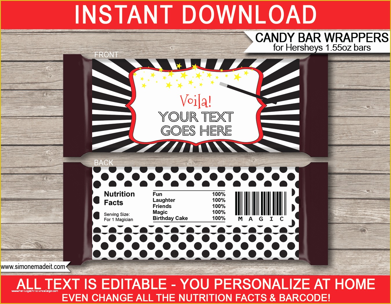 Personalized Candy Wrapper Template Free Of Magic Hershey Candy Bar 