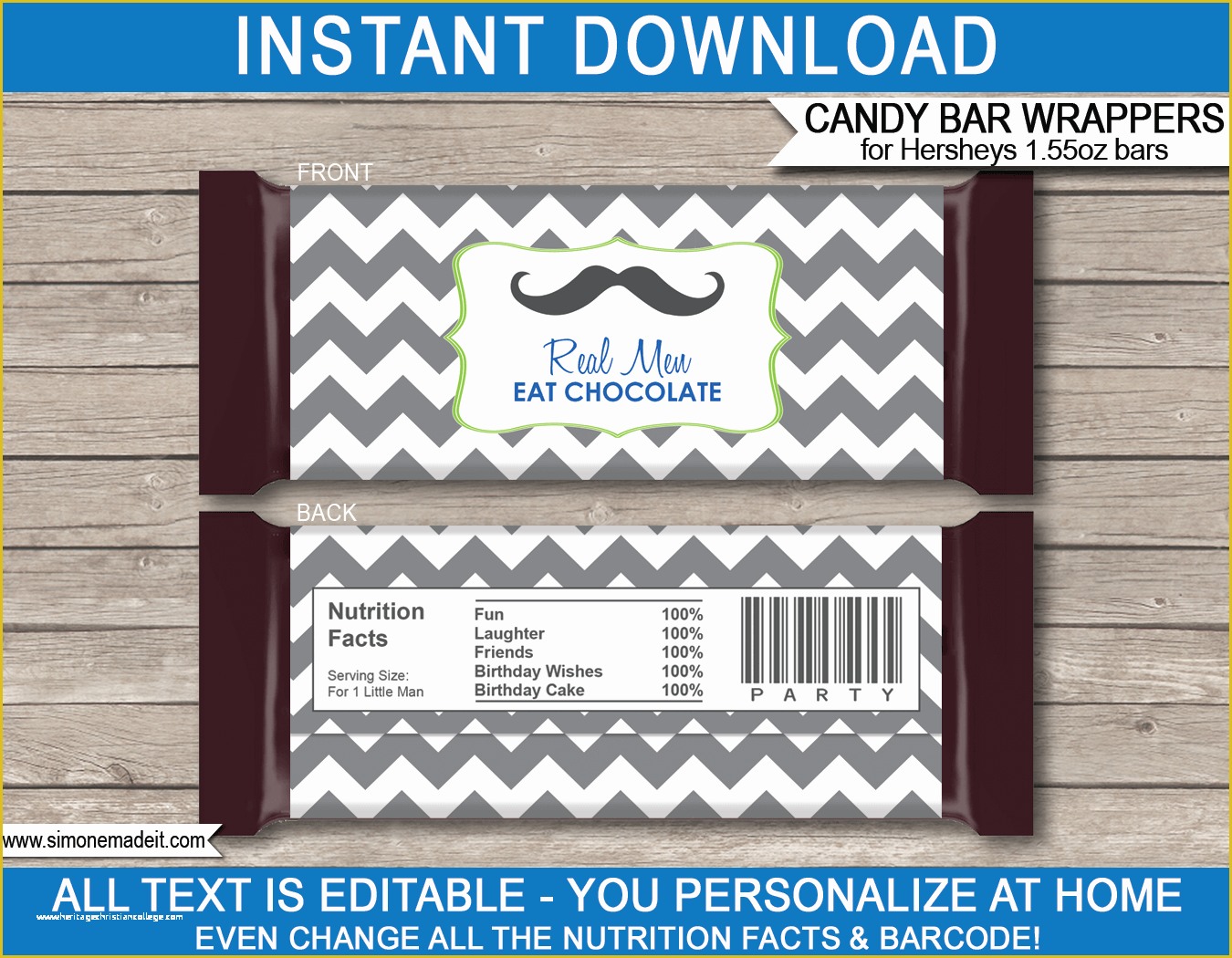 Personalized Candy Wrapper Template Free Of Mustache Hershey Candy Bar Wrappers