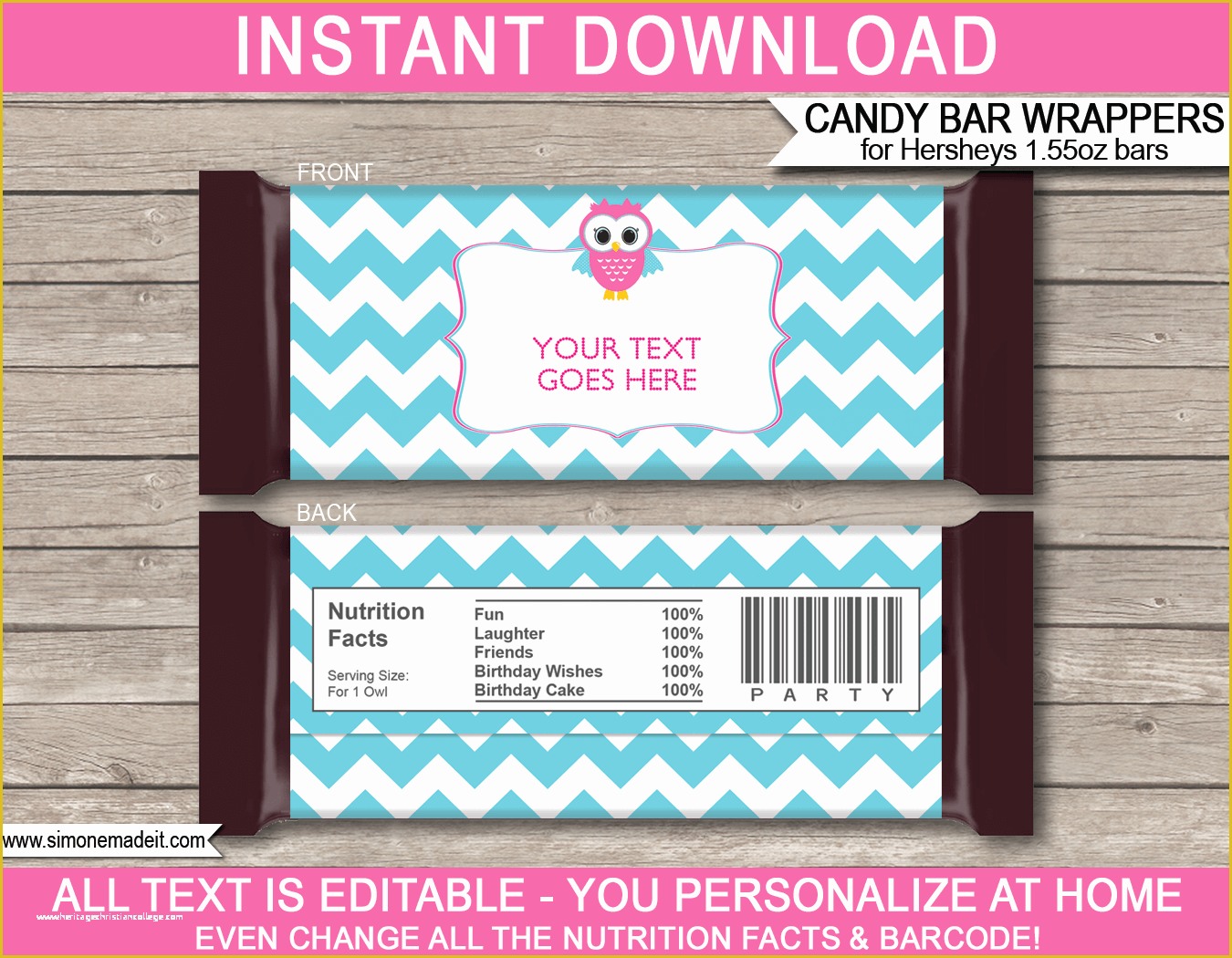 Personalized Candy Wrapper Template Free Of Owl Hershey Candy Bar Wrappers