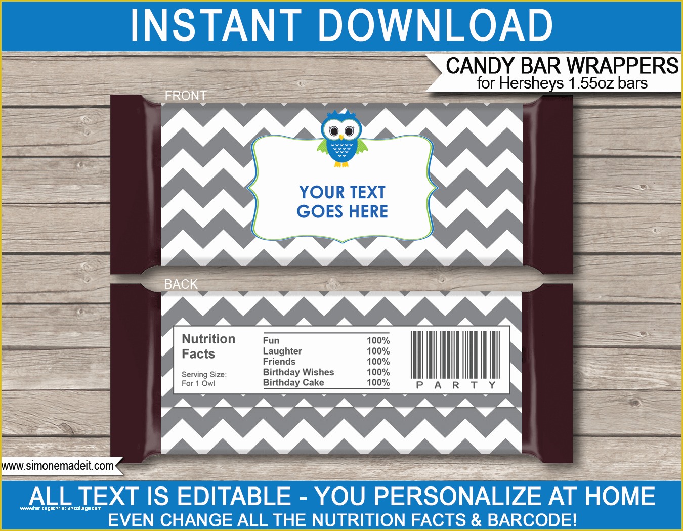 Personalized Candy Wrapper Template Free Of Owl Party Hershey Candy Bar Wrappers