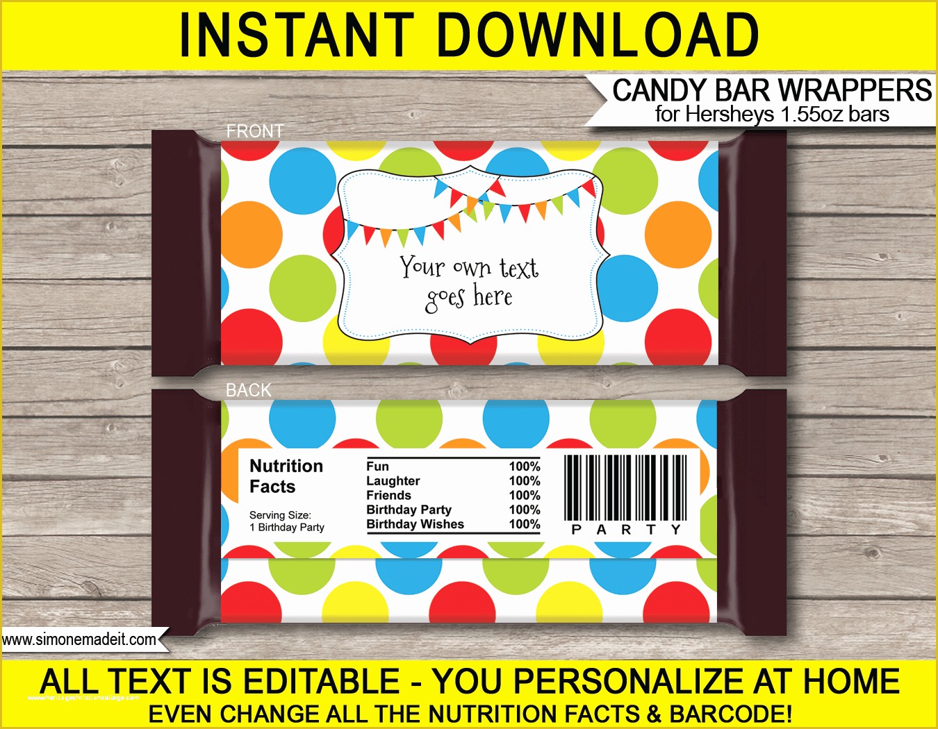 Personalized Candy Wrapper Template Free Of Polkadot Hershey Candy Bar Wrappers