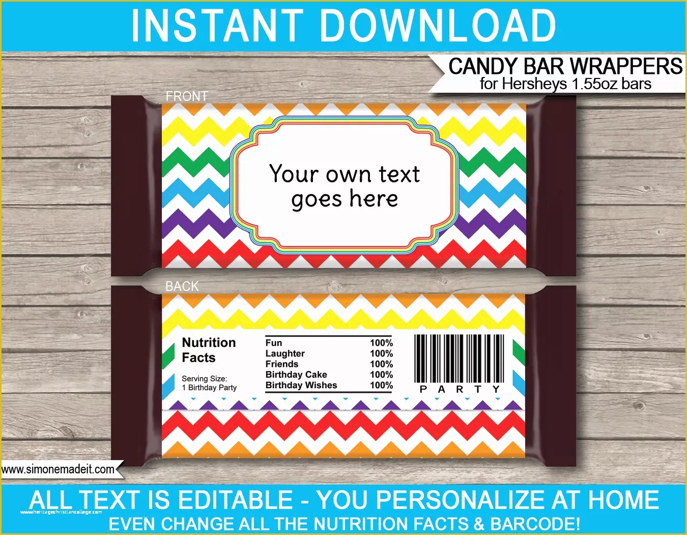 Personalized Candy Wrapper Template Free Of Rainbow Hershey Candy Bar Wrappers