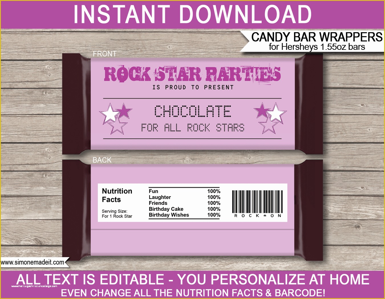 Personalized Candy Wrapper Template Free Of Rock Star Hershey Candy Bar Wrappers