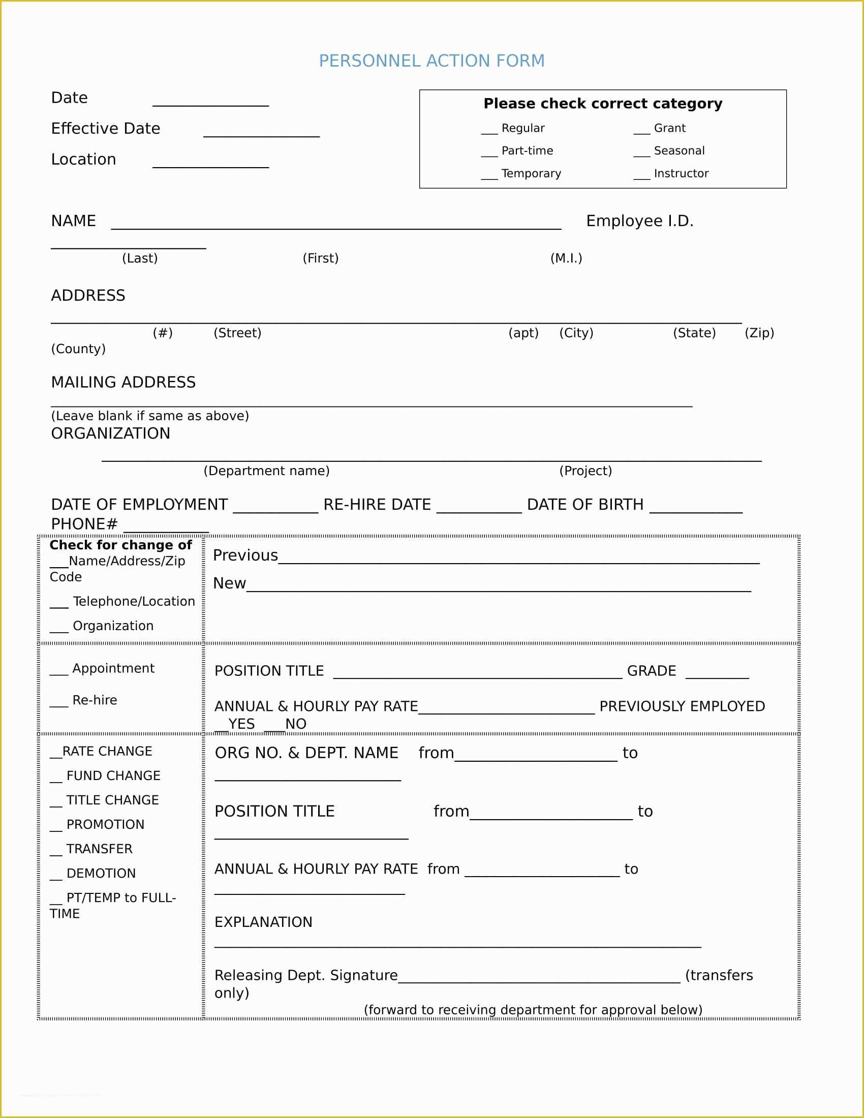 Personnel Action form Template Free Of 26 Personnel Action forms In Doc Free Word format Download