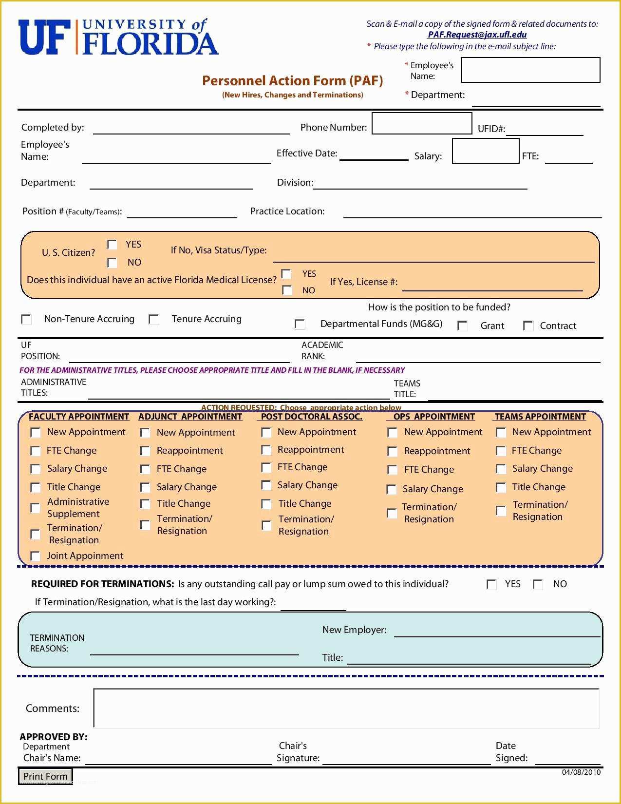 Personnel Action form Template Free Of 29 Free Personnel Action forms