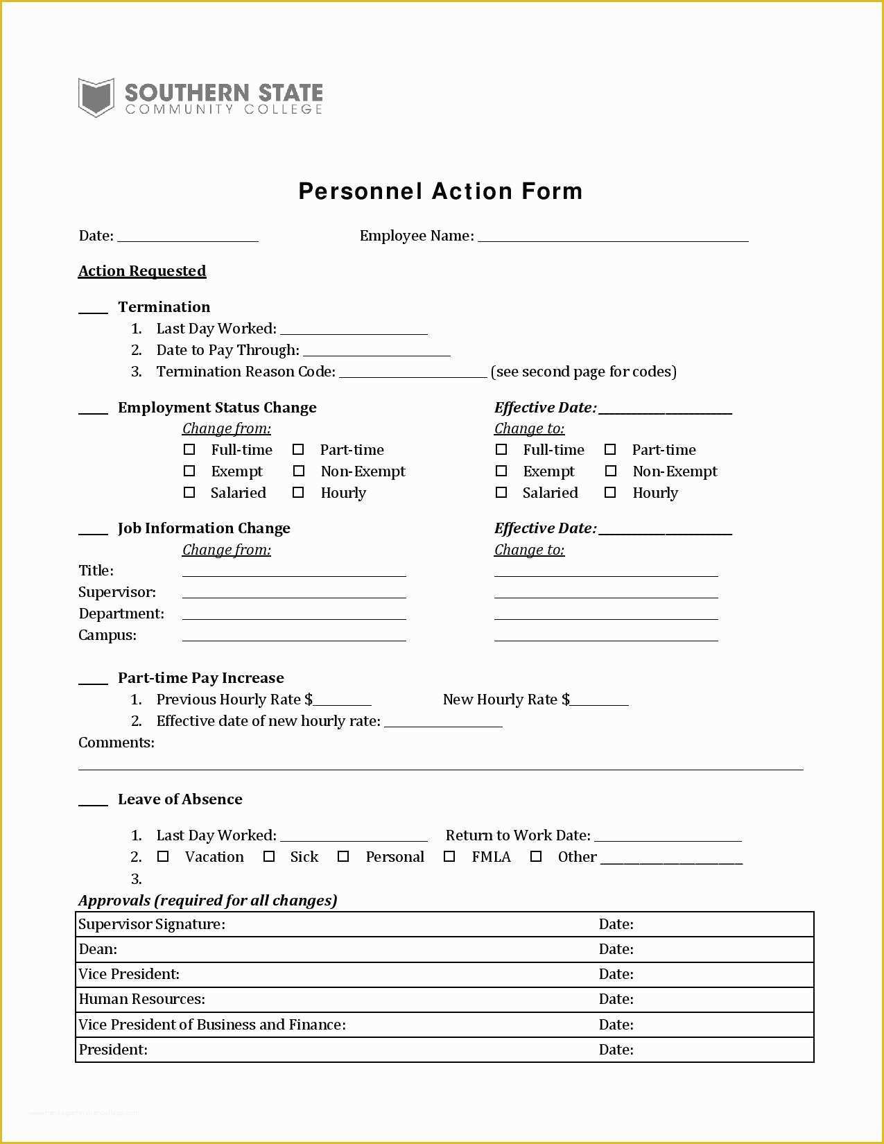 Personnel Action form Template Free Of 29 Free Personnel Action forms